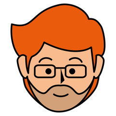 young man head avatar character vector illustration design