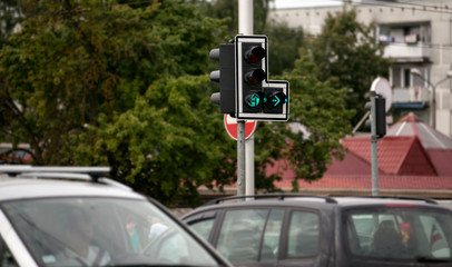 traffic lights with red stop signal.