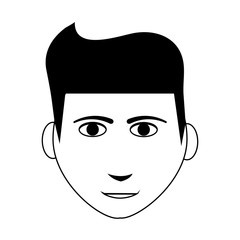 face of young man icon image vector illustration design  black and white