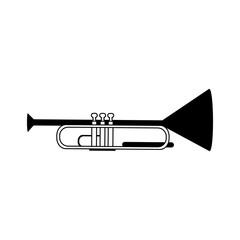 trumpet musical instrument icon image vector illustration design  black and white
