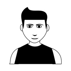 portrait of young man icon image vector illustration design  black and white