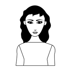 pretty woman portrait icon image vector illustration design  black and white