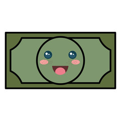 bill dollar money kawaii character vector illustration design