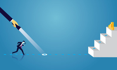 Businessman Looking Trough Magnifying Glass