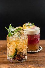 summer cocktail on a wooden table