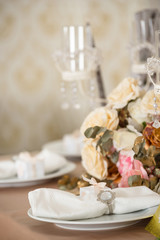 beige wedding served table