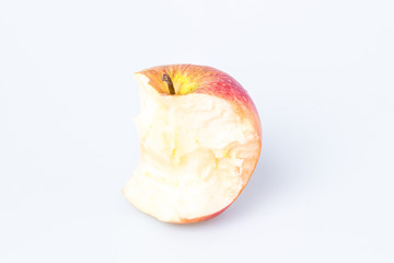 Bitten apple over white