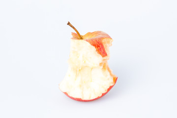 Bitten apple over white