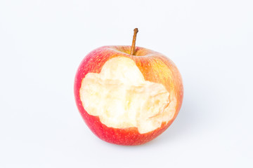 Bitten apple over white