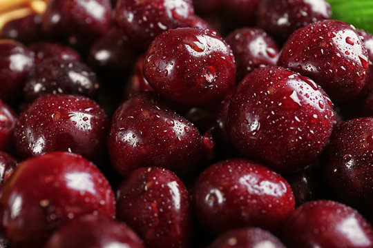 Closeup of fresh ripe cherries