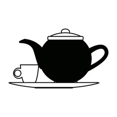 the teapot and cup beverage element icon