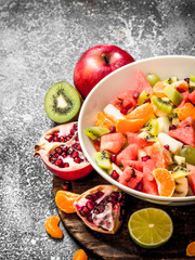Tropical food . A tropical fruit salad.