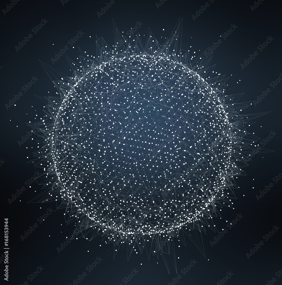 Leinwandbilder flying network connection interface 3d rendering