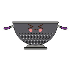 kawaii metal kitchen strainer cooking element icon vector illustration