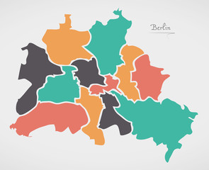 Berlin Map with boroughs and modern round shapes