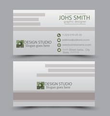 Business card design set template for company corporate style. Green color. Vector illustration.