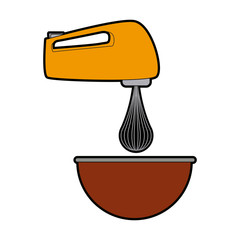 kitchen electric mixer bowl preparation food vector illustration