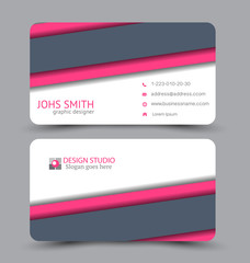 Business card. Design set template for company corporate style. Vector illustration. Grey and pink color.