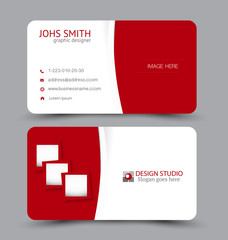 Business card. Design set template for company corporate style. Vector illustration. Red color.