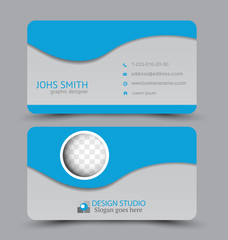 Business card. Design set template for company corporate style. Vector illustration. Blue color.