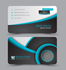 Business card. Design set template for company corporate style. Vector illustration. Black and blue color.