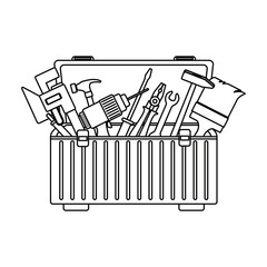 tools box with carpentry equipment instruments construction