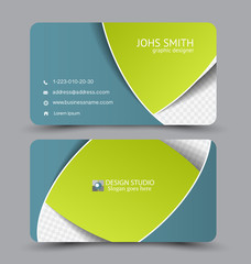 Business card. Design set template for company corporate style. Vector illustration. Green color.