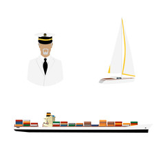 Captain, cargo ship and yacht