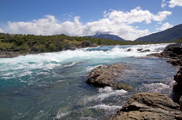 Rapids at the confluence of Baker River and Nef River, Patagonia, Chile