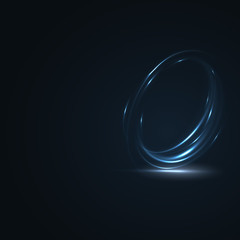 Technology digital background. Glowing sci-fi interface HUD element with distorted lines, swirls, bright sparkles. Vector illustration