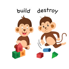Obraz premium Opposite build and destroy illustration