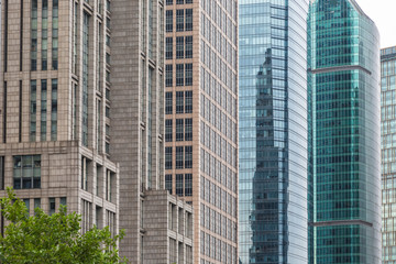 Obraz premium detail shot of modern architecture facade,business concepts,in Shanghai,China.