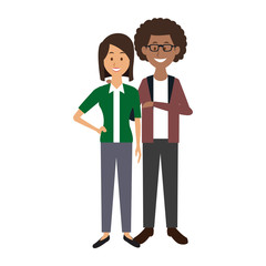 couple standing man and woman together people vector illustration