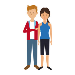 couple standing man and woman together people vector illustration
