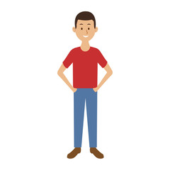 smiling man in casual clothes with hands in pockets standing vector illustration