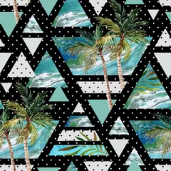 Deurstickers Abstracte zomer geometrische naadloze patroon. © Tanya Syrytsyna