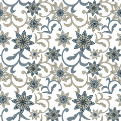 seamless damask pattern in dark blue. Vintage ornament. background for wallpaper, printing on the packaging paper, textiles, tile.