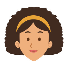 woman face smile expression cartoon character on white background vector illustration