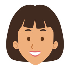 woman face smile expression cartoon character on white background vector illustration