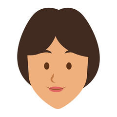 woman face smile expression cartoon character on white background vector illustration