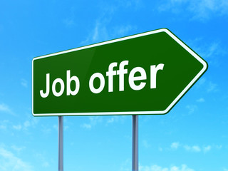 Business concept: Job Offer on road sign background