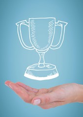 Person holding a trophy icon