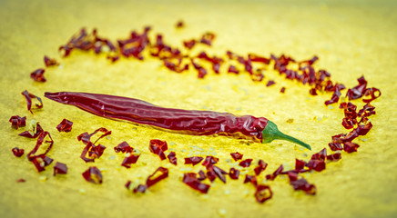 Hot pepper, chili peppers, capsicum, sliced, dried