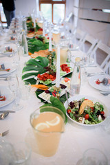 Delicious Caesar salad stand on a table