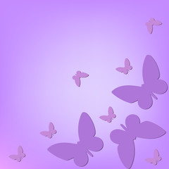 Obraz na płótnie Canvas Violet background with 3d butterflies