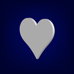 Grey heart 3D. Vector.