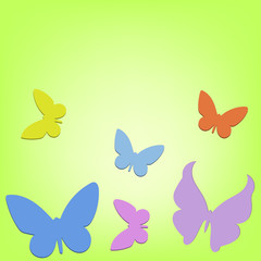 Color background with 3d butterflies