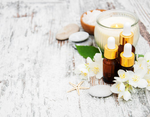 Spa products with jasmine flowers