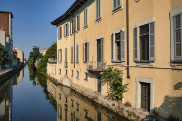 Fototapeta na wymiar Milan (Italy): canal of Martesana