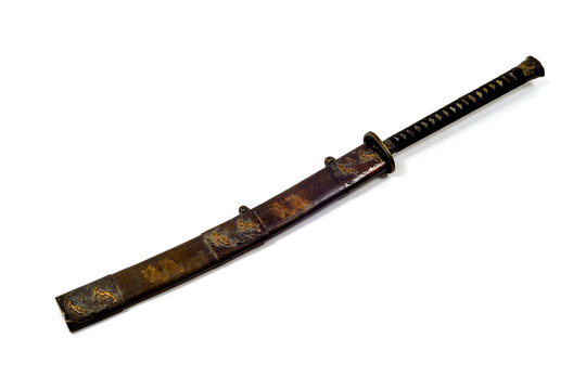 legend of ancient Samurai  grand sword with white isolate background
